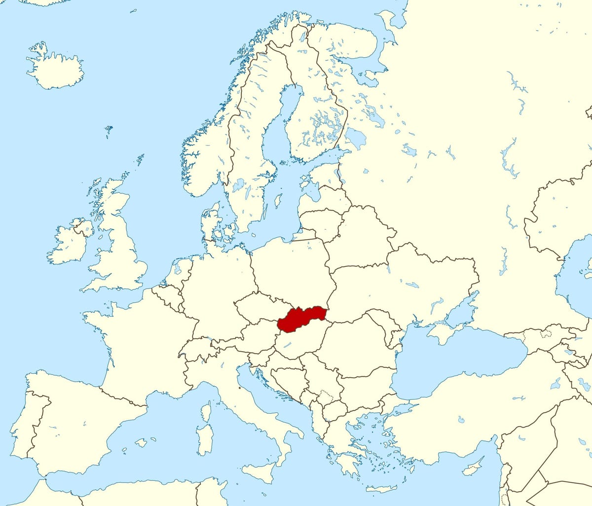 քարտեզ Սլովակիայի Եվրոպայի քարտեզը