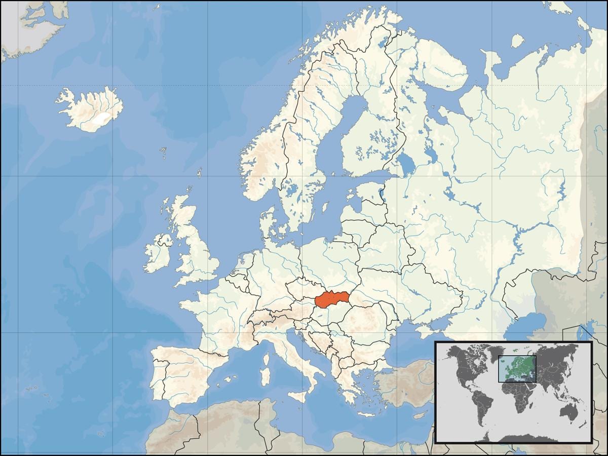 Գտնվելու Սլովակիայի աշխարհի քարտեզի վրա