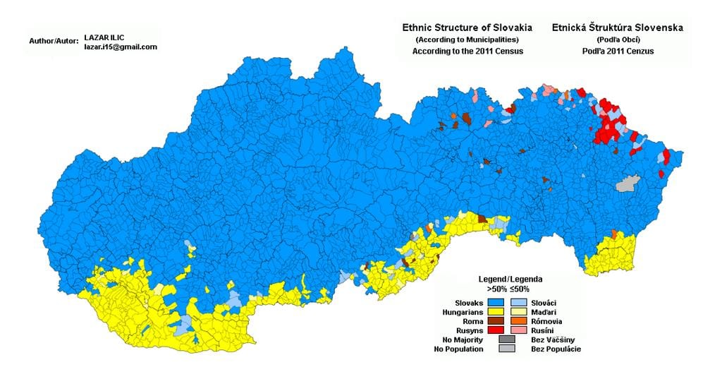 քարտեզ Սլովակիայի էթնիկ
