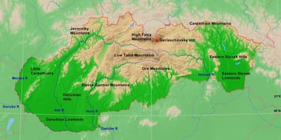 Քարտեզ Սլովակիայի mountains