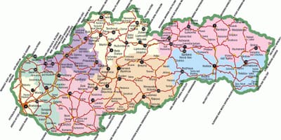 Սլովակիա տեսարժան վայրերը քարտեզի վրա