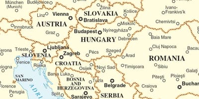 Քարտեզ Սլովակիայի շրջապատող երկրների
